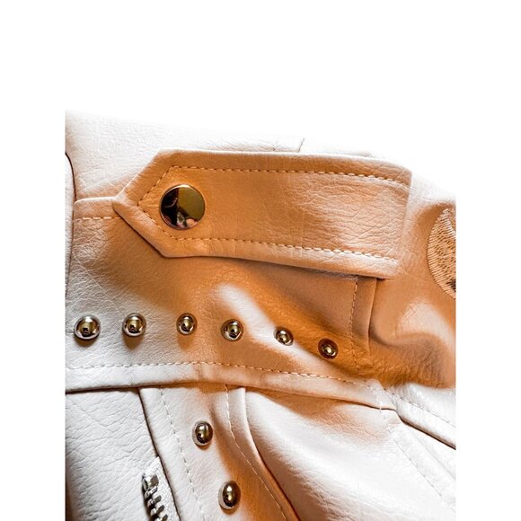 Ly Varley Lin Faux Leather Moto Jacket Size S Floral Embroidery Studded Y2K NWT - Picture 16 of 16